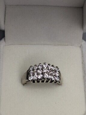 Vintage Sterling Silver Multi Row CZ Band Ring .925 Channel Set Jewelry Size 8.5